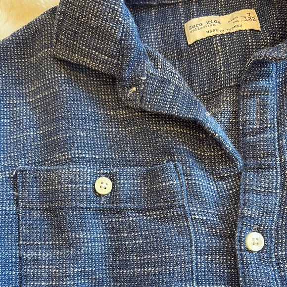 Zara kids Blue Kids button up dress shirt size 7 - Picture 2 of 7